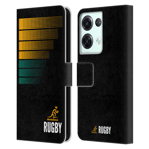 Australia National Rugby Union Team Crest Rugby Green Yellow Leather Book Wallet Case Cover For OPPO Reno8 Pro