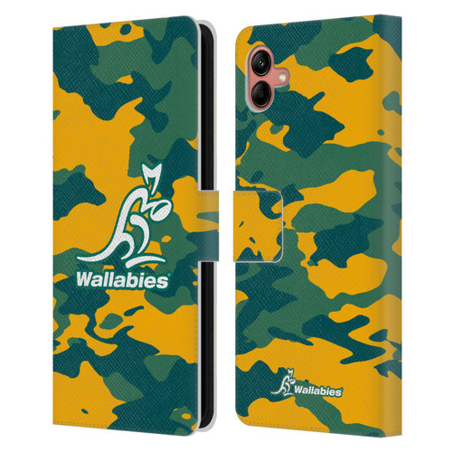 Australia National Rugby Union Team Crest Camouflage Leather Book Wallet Case Cover For Samsung Galaxy A04 (2022)