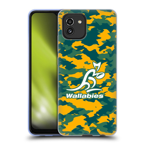 Australia National Rugby Union Team Crest Camouflage Soft Gel Case for Samsung Galaxy A03 (2021)