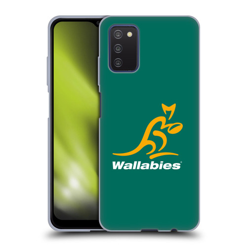 Australia National Rugby Union Team Crest Plain Green Soft Gel Case for Samsung Galaxy A03s (2021)