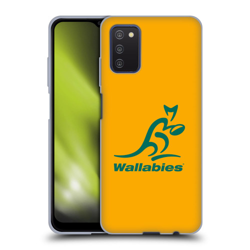 Australia National Rugby Union Team Crest Plain Yellow Soft Gel Case for Samsung Galaxy A03s (2021)