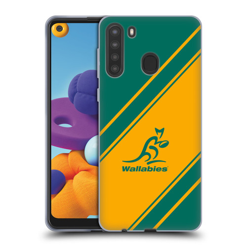 Australia National Rugby Union Team Crest Stripes Soft Gel Case for Samsung Galaxy A21 (2020)