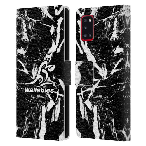 Australia National Rugby Union Team Crest Black Marble Leather Book Wallet Case Cover For Samsung Galaxy A31 (2020)