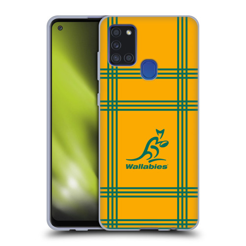 Australia National Rugby Union Team Crest Tartan Soft Gel Case for Samsung Galaxy A21s (2020)