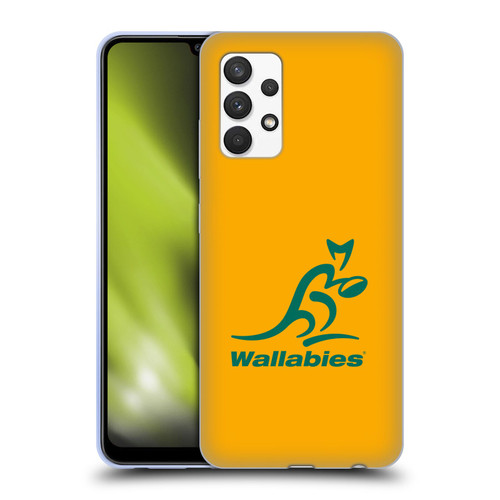 Australia National Rugby Union Team Crest Plain Yellow Soft Gel Case for Samsung Galaxy A32 (2021)