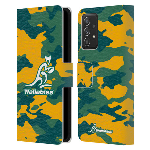 Australia National Rugby Union Team Crest Camouflage Leather Book Wallet Case Cover For Samsung Galaxy A53 5G (2022)
