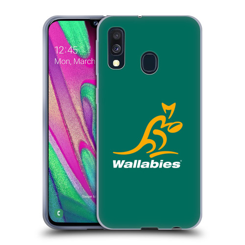 Australia National Rugby Union Team Crest Plain Green Soft Gel Case for Samsung Galaxy A40 (2019)