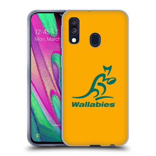 Australia National Rugby Union Team Crest Plain Yellow Soft Gel Case for Samsung Galaxy A40 (2019)