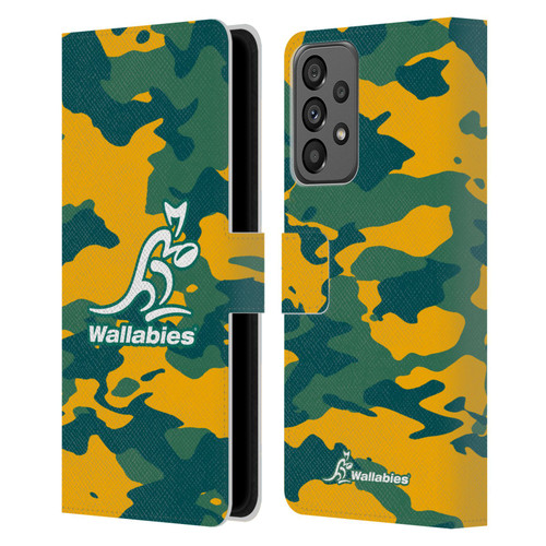 Australia National Rugby Union Team Crest Camouflage Leather Book Wallet Case Cover For Samsung Galaxy A73 5G (2022)