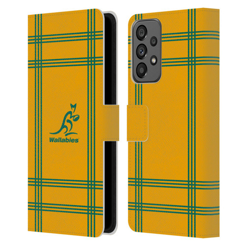 Australia National Rugby Union Team Crest Tartan Leather Book Wallet Case Cover For Samsung Galaxy A73 5G (2022)