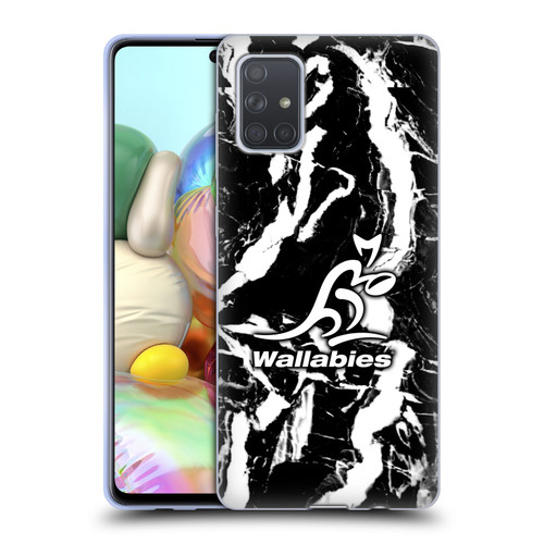 Australia National Rugby Union Team Crest Black Marble Soft Gel Case for Samsung Galaxy A71 (2019)