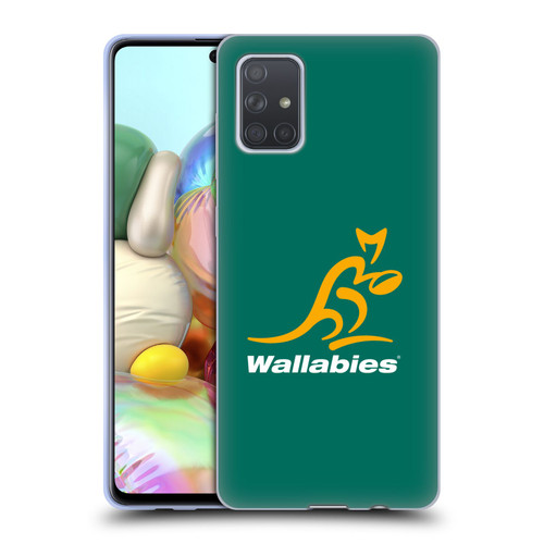 Australia National Rugby Union Team Crest Plain Green Soft Gel Case for Samsung Galaxy A71 (2019)