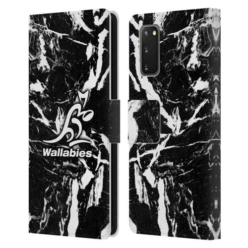 Australia National Rugby Union Team Crest Black Marble Leather Book Wallet Case Cover For Samsung Galaxy S20 / S20 5G