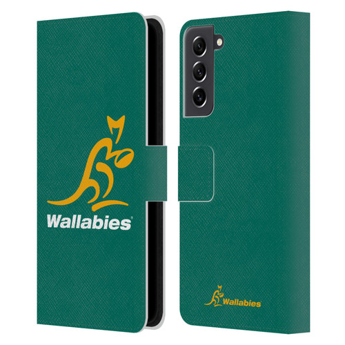 Australia National Rugby Union Team Crest Plain Green Leather Book Wallet Case Cover For Samsung Galaxy S21 FE 5G