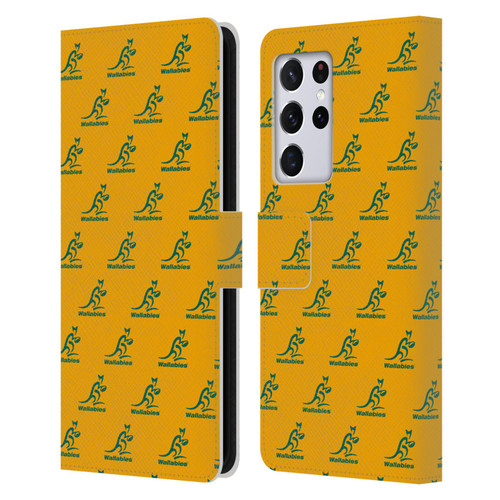 Australia National Rugby Union Team Crest Pattern Leather Book Wallet Case Cover For Samsung Galaxy S21 Ultra 5G