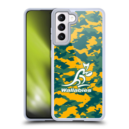 Australia National Rugby Union Team Crest Camouflage Soft Gel Case for Samsung Galaxy S21 5G