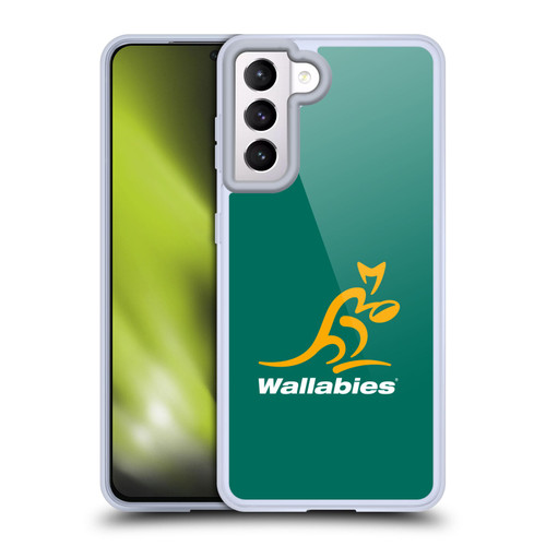 Australia National Rugby Union Team Crest Plain Green Soft Gel Case for Samsung Galaxy S21 5G