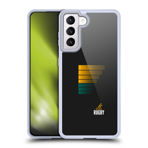 Australia National Rugby Union Team Crest Rugby Green Yellow Soft Gel Case for Samsung Galaxy S21 5G