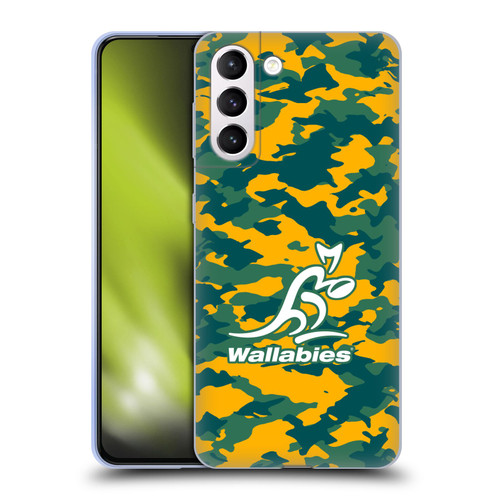 Australia National Rugby Union Team Crest Camouflage Soft Gel Case for Samsung Galaxy S21+ 5G