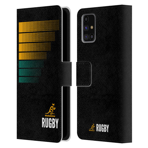 Australia National Rugby Union Team Crest Rugby Green Yellow Leather Book Wallet Case Cover For Samsung Galaxy M31s (2020)