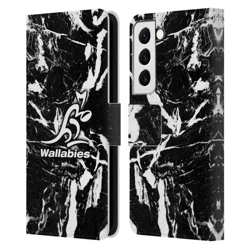 Australia National Rugby Union Team Crest Black Marble Leather Book Wallet Case Cover For Samsung Galaxy S22 5G