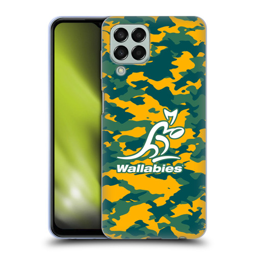 Australia National Rugby Union Team Crest Camouflage Soft Gel Case for Samsung Galaxy M33 (2022)