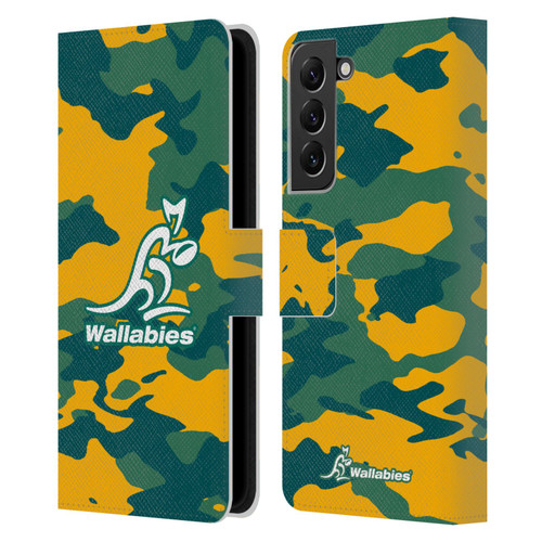 Australia National Rugby Union Team Crest Camouflage Leather Book Wallet Case Cover For Samsung Galaxy S22+ 5G