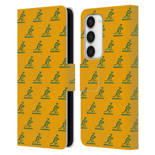 Australia National Rugby Union Team Crest Pattern Leather Book Wallet Case Cover For Samsung Galaxy S23 5G