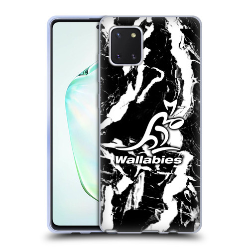 Australia National Rugby Union Team Crest Black Marble Soft Gel Case for Samsung Galaxy Note10 Lite