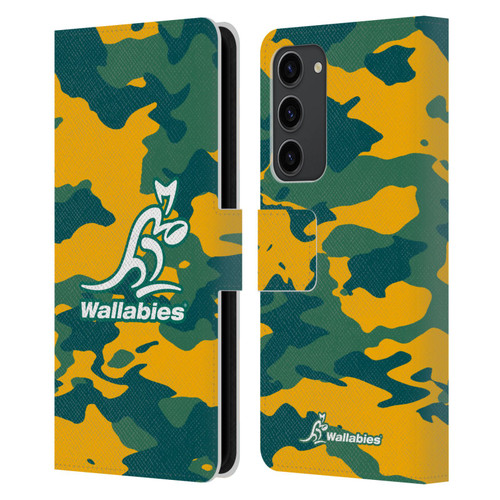 Australia National Rugby Union Team Crest Camouflage Leather Book Wallet Case Cover For Samsung Galaxy S23+ 5G