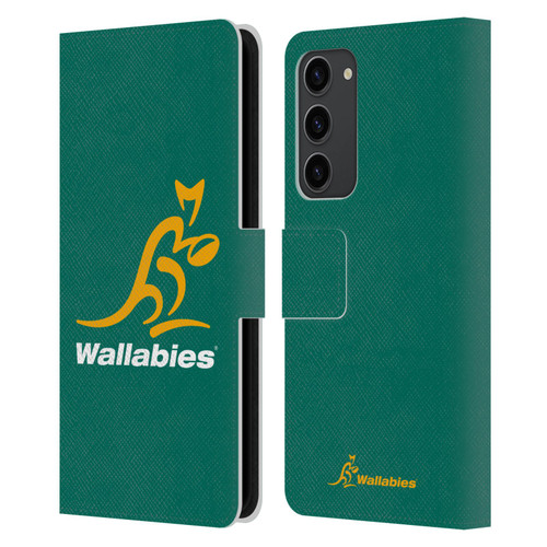 Australia National Rugby Union Team Crest Plain Green Leather Book Wallet Case Cover For Samsung Galaxy S23+ 5G