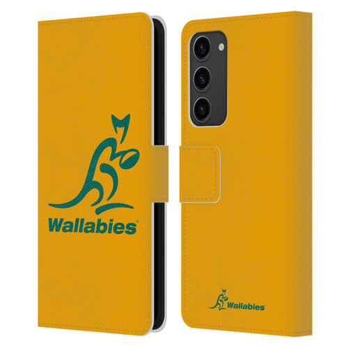 Australia National Rugby Union Team Crest Plain Yellow Leather Book Wallet Case Cover For Samsung Galaxy S23+ 5G