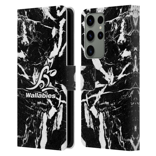 Australia National Rugby Union Team Crest Black Marble Leather Book Wallet Case Cover For Samsung Galaxy S23 Ultra 5G
