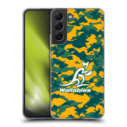 Australia National Rugby Union Team Crest Camouflage Soft Gel Case for Samsung Galaxy S22+ 5G