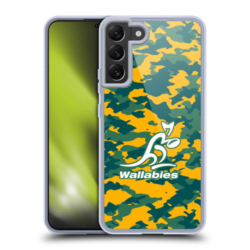 Australia National Rugby Union Team Crest Camouflage Soft Gel Case for Samsung Galaxy S22+ 5G