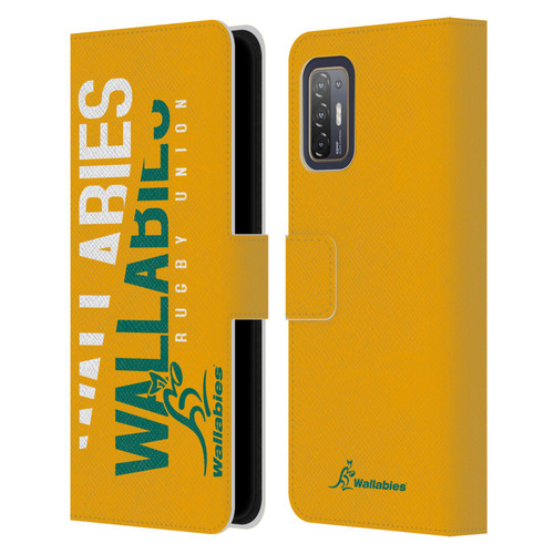 Australia National Rugby Union Team Wallabies Linebreak Yellow Leather Book Wallet Case Cover For HTC Desire 21 Pro 5G