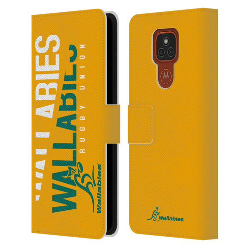 Australia National Rugby Union Team Wallabies Linebreak Yellow Leather Book Wallet Case Cover For Motorola Moto E7 Plus
