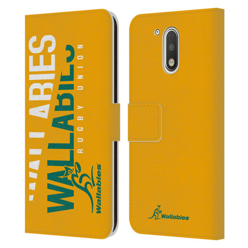 Australia National Rugby Union Team Wallabies Linebreak Yellow Leather Book Wallet Case Cover For Motorola Moto G41