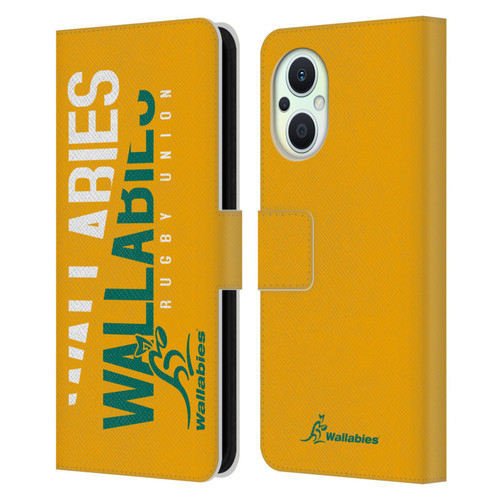 Australia National Rugby Union Team Wallabies Linebreak Yellow Leather Book Wallet Case Cover For OPPO Reno8 Lite