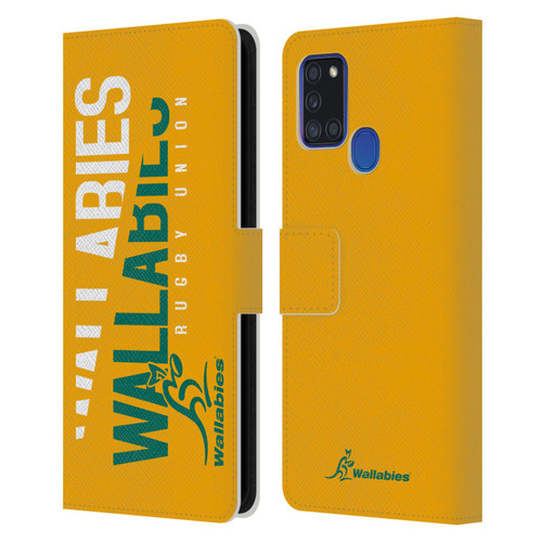 Australia National Rugby Union Team Wallabies Linebreak Yellow Leather Book Wallet Case Cover For Samsung Galaxy A21s (2020)