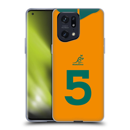 Australia National Rugby Union Team 2021/22 Players Jersey Position 5 Soft Gel Case for OPPO Find X5 Pro