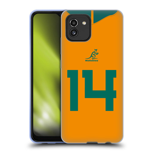 Australia National Rugby Union Team 2021/22 Players Jersey Position 14 Soft Gel Case for Samsung Galaxy A03 (2021)