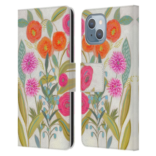 Suzanne Allard Floral Art Joyful Garden Plants Leather Book Wallet Case Cover For Apple iPhone 14