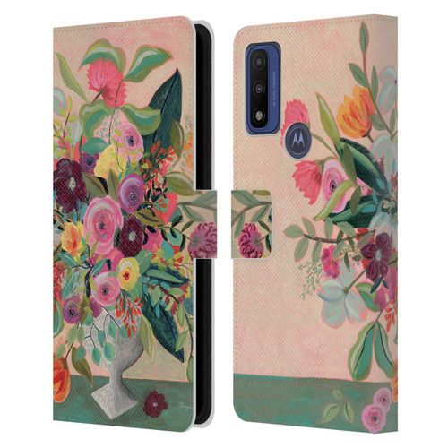 Suzanne Allard Floral Art Floral Centerpiece Leather Book Wallet Case Cover For Motorola G Pure