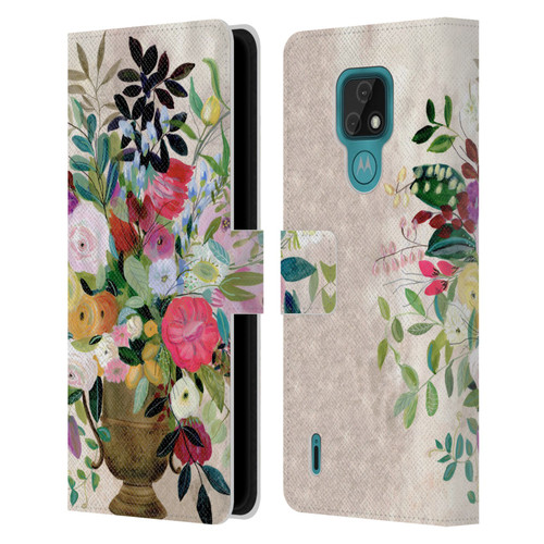 Suzanne Allard Floral Art Beauty Enthroned Leather Book Wallet Case Cover For Motorola Moto E7