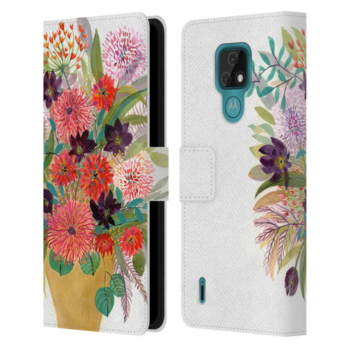 Suzanne Allard Floral Art Celebration Leather Book Wallet Case Cover For Motorola Moto E7