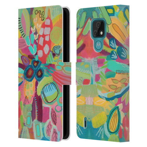 Suzanne Allard Floral Art Dancing In The Garden Leather Book Wallet Case Cover For Motorola Moto E7