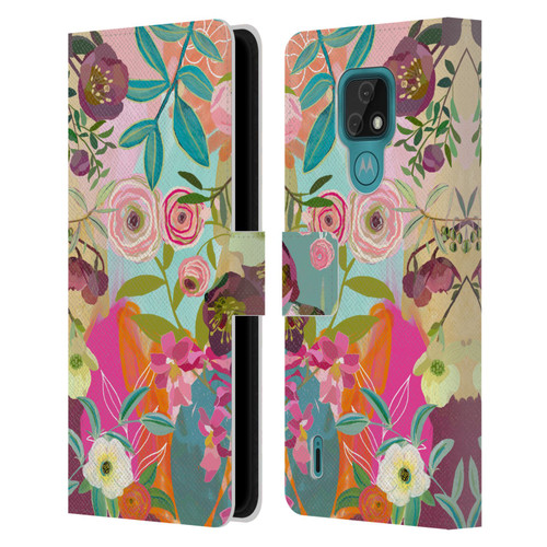 Suzanne Allard Floral Art Chase A Dream Leather Book Wallet Case Cover For Motorola Moto E7