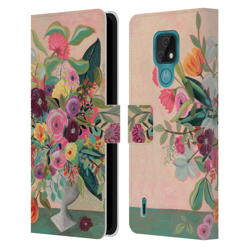 Suzanne Allard Floral Art Floral Centerpiece Leather Book Wallet Case Cover For Motorola Moto E7