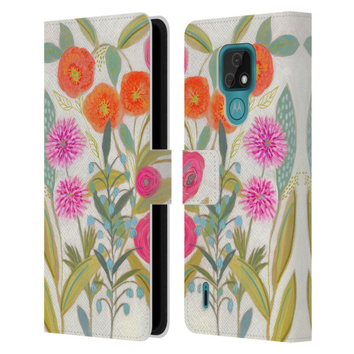 Suzanne Allard Floral Art Joyful Garden Plants Leather Book Wallet Case Cover For Motorola Moto E7
